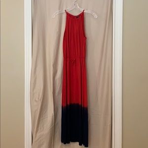 polo ralph lauren maxi red and navy dress
